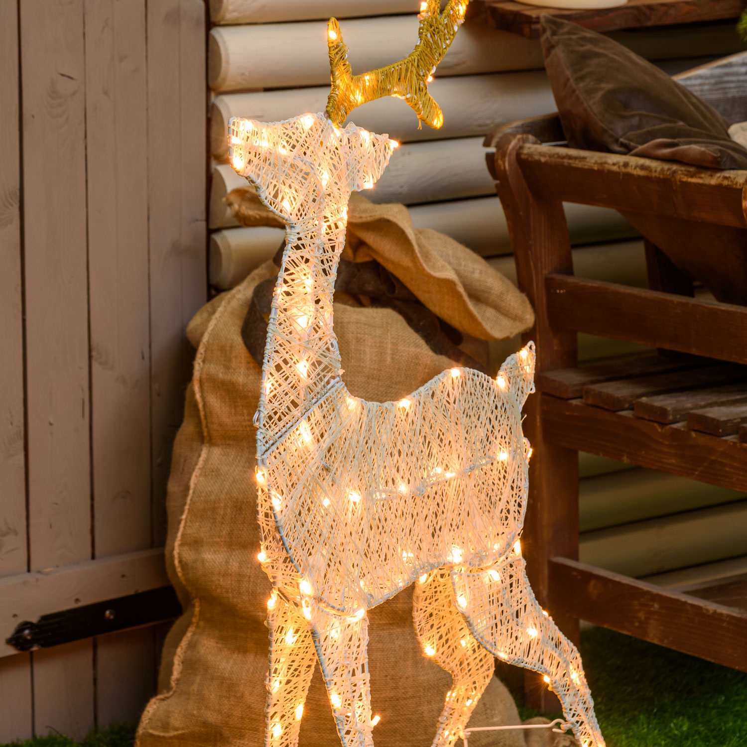 Renne 2D Crème et Marron h. 100 cm, led blanc chaud traditionnel 5 Renne 2D Crème et Marron h. 100 cm, led blanc chaud traditionnel 5