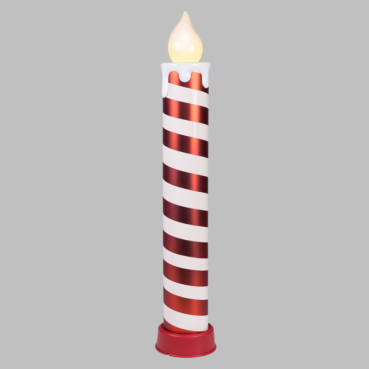Bougie Géante blanche et rouge à piles, h 82 cm, effet flamme, LED blanc chaud Bougie Géante blanche et rouge à piles, h 82 cm, effet flamme, LED blanc chaud