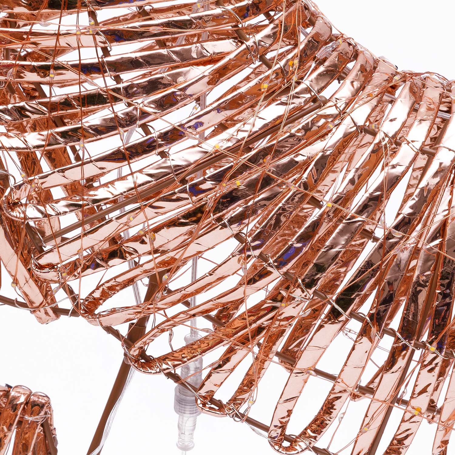 Renna che salta a coste 3D Rose Gold, h 130 cm, 960 microled bianco caldo 3