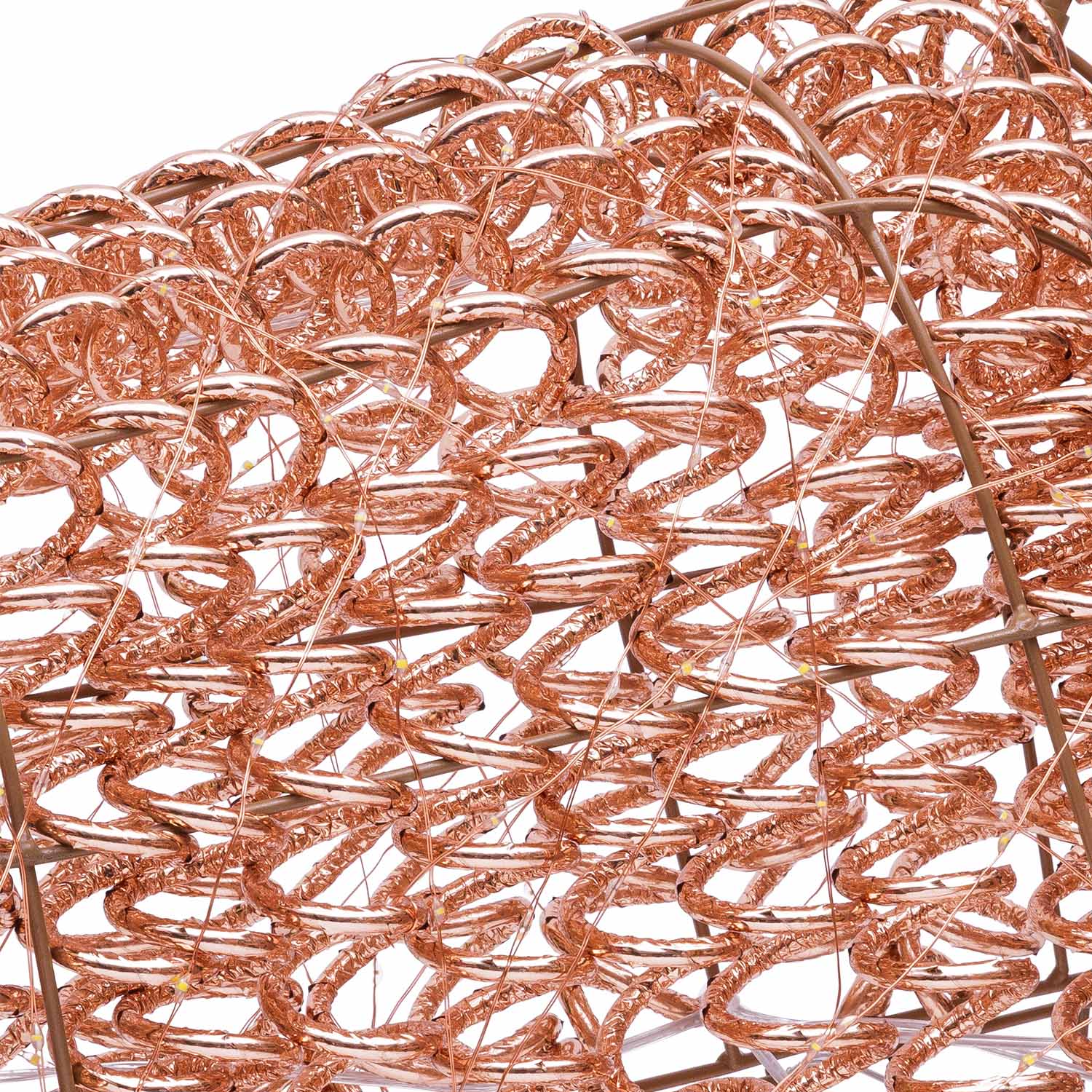 Renna in metallo 3D Rose Gold, filo a spirale, h 120 cm, 720 microled bianco caldo 3