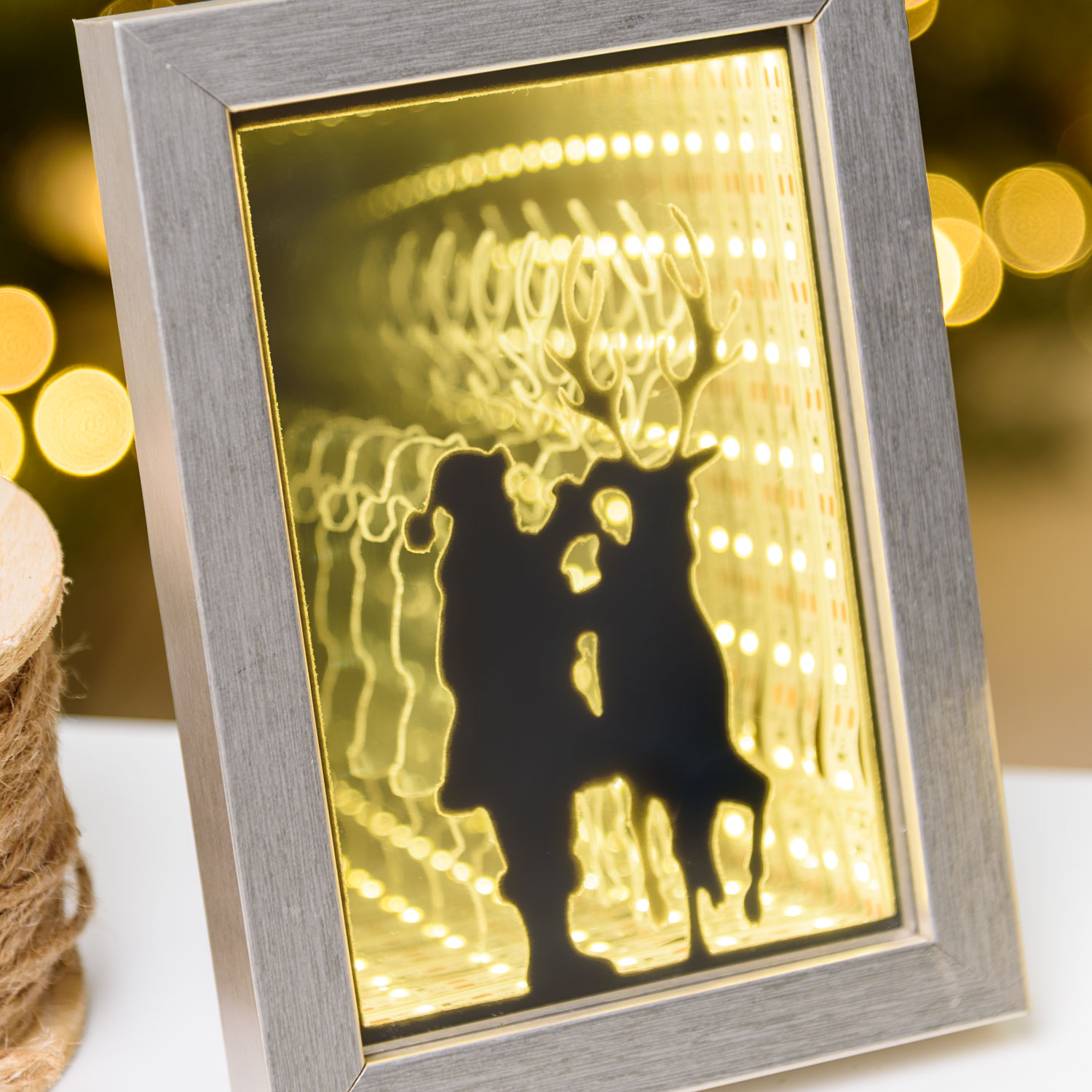 Warm White Leds Picture with Santa Claus and Reindeer 3 Warm White Leds Picture with Santa Claus and Reindeer 3