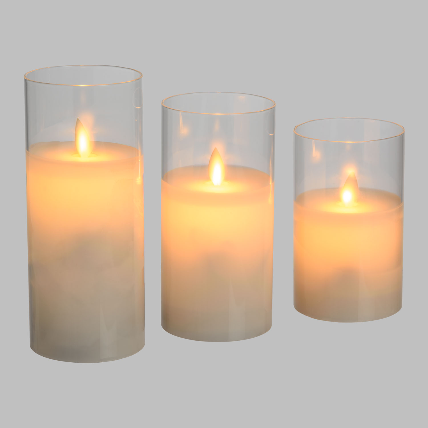 Lot de 3 bougies dans un verre, à piles, led blanc chaud 5 Lot de 3 bougies dans un verre, à piles, led blanc chaud 5