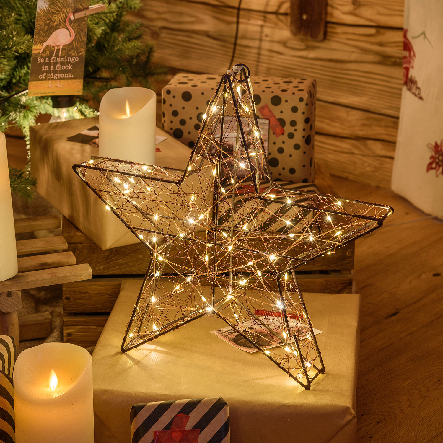 3D Star in Brown Metal Christmas Figure, Ø 40cm, 80 Warm White MicroLEDs 7 3D Star in Brown Metal Christmas Figure, Ø 40cm, 80 Warm White MicroLEDs 7