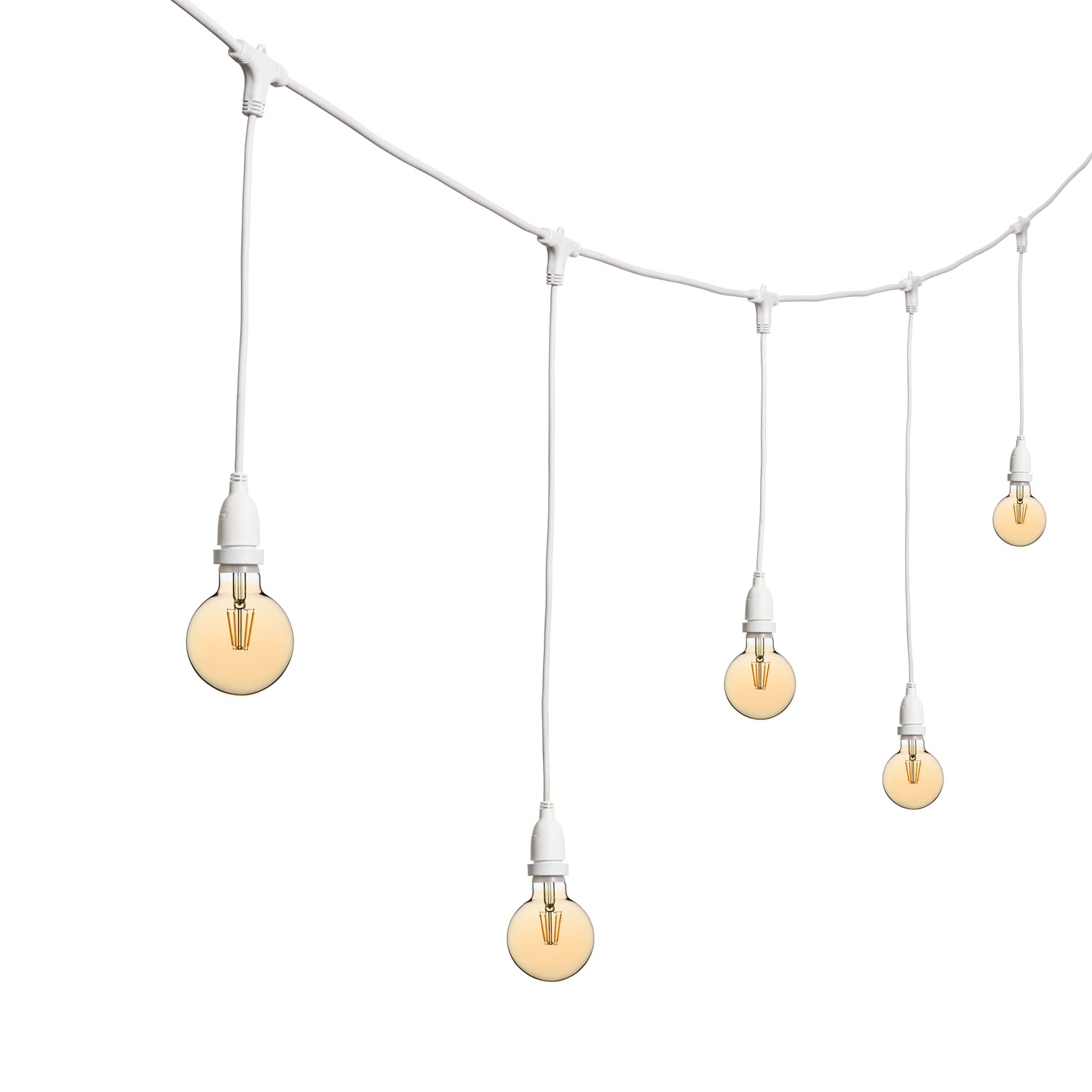 5m Festoon Pendant Lights h. 70cm, 8 LED Bulbs Ø 95mm, Dimmable 5m Festoon Pendant Lights h. 70cm, 8 LED Bulbs Ø 95mm, Dimmable