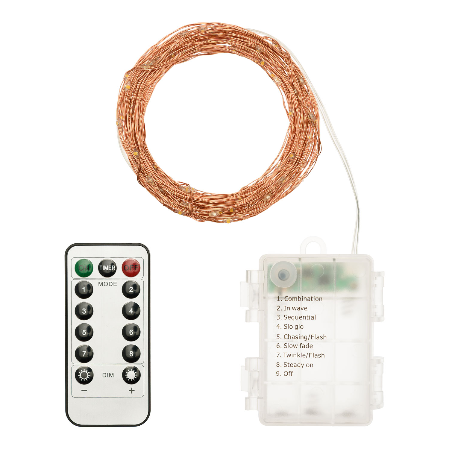 Catena rame a batteria 10 m, bianco caldo 4 Catena rame a batteria 10 m, bianco caldo 4