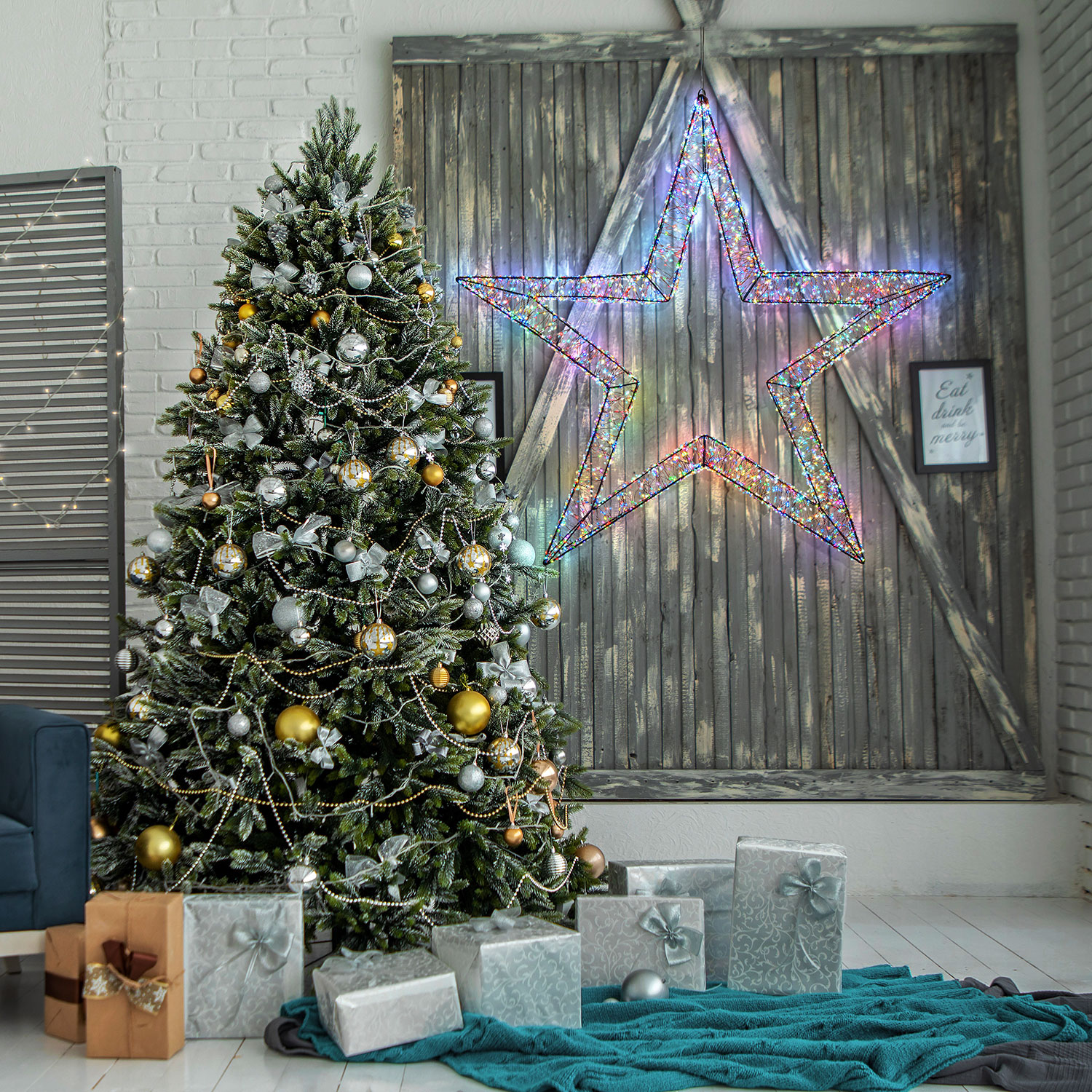 3D brauner Stern Ø 110 cm, 7000 RGB farbwechselnde Micro-LEDs, Innenbereich 6 3D brauner Stern Ø 110 cm, 7000 RGB farbwechselnde Micro-LEDs, Innenbereich 6