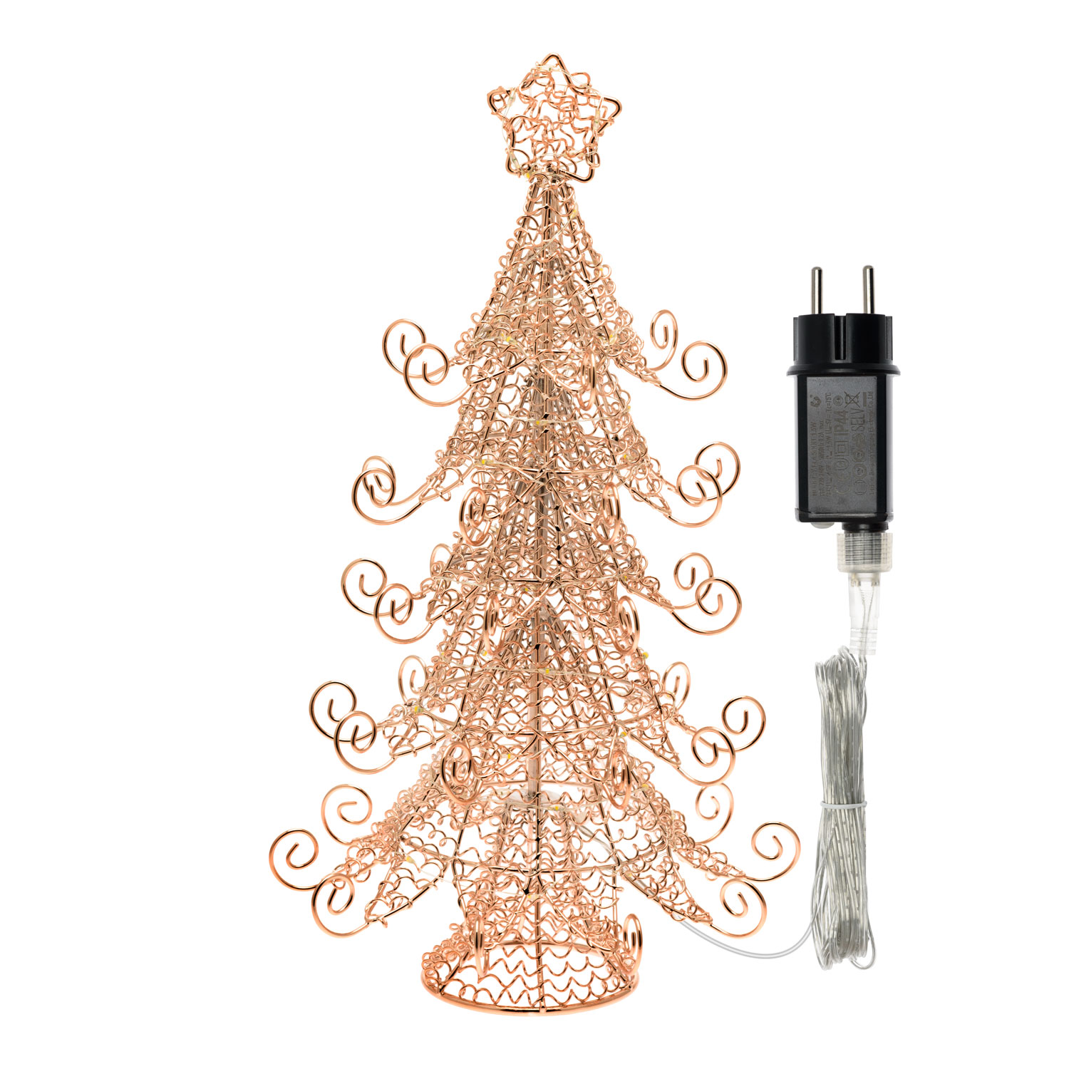 Árbol de Navidad de metal cobre, h 35 cm, microled blanco cálido 4 Árbol de Navidad de metal cobre, h 35 cm, microled blanco cálido 4