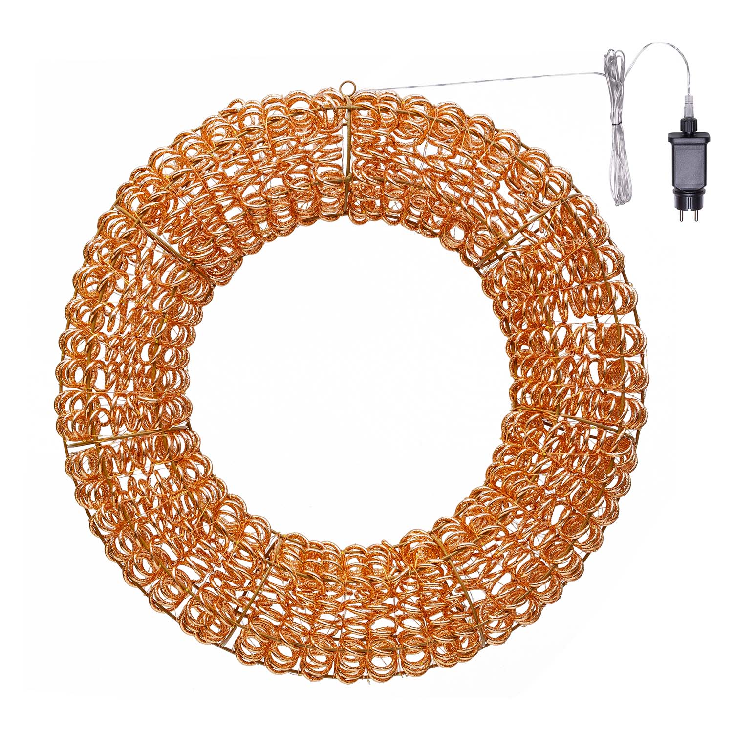 Corona in metallo 3D Rose Gold, filo a spirale, ∅70 cm, 960 microled bianco caldo 2
