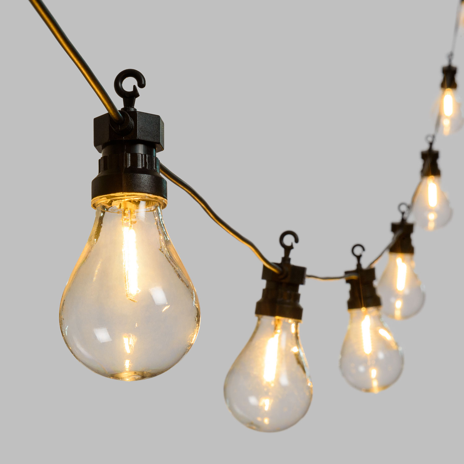 Catena 5,5 metri, 10 lampadine trasparenti con filament led bianco caldo 2 Catena 5,5 metri, 10 lampadine trasparenti con filament led bianco caldo 2