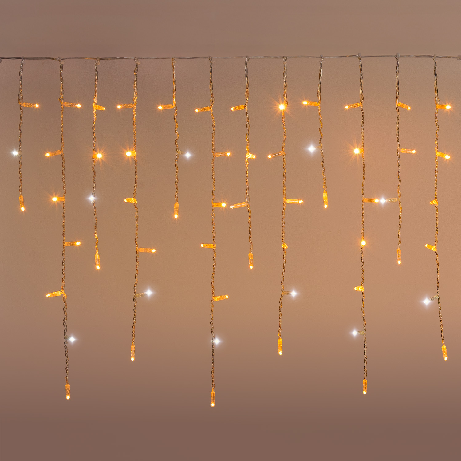 Eisregenlichter Connect ProLine 36V Dual Color Flashing, 2 x H 0,8 m, 80 Maxiled warmweiß, transparentes Kabel