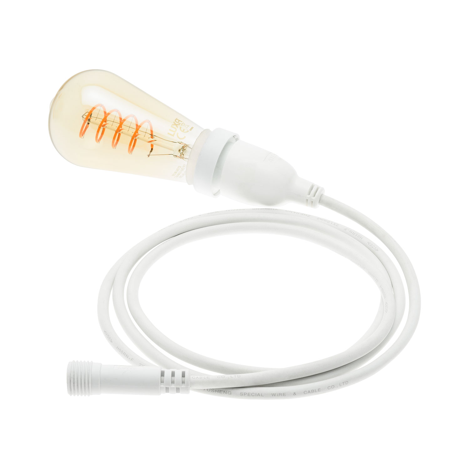 Lampadina da 4 Watt Edison Ø 64 mm a sospensione, led a spirale, 1 metro di cavo bianco Lampadina da 4 Watt Edison Ø 64 mm a sospensione, led a spirale, 1 metro di cavo bianco