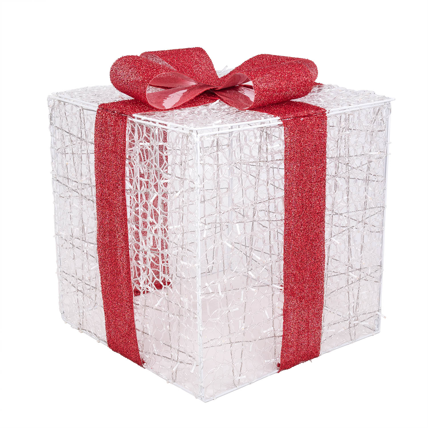 Pacco regalo 3D in acrilico trasparente, h 65 cm, 550 Dual LED bianco caldo e freddo 8