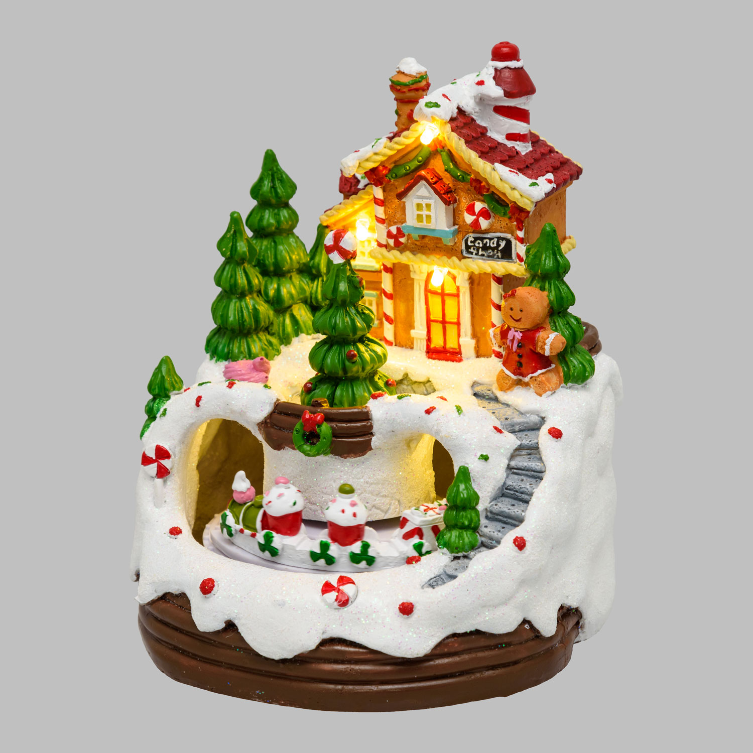 Christmas Village with Snowy Landscape Marzipan House, rotating Cake Train, h 16 cm, Christmas music 6 Christmas Village with Snowy Landscape Marzipan House, rotating Cake Train, h 16 cm, Christmas music 6
