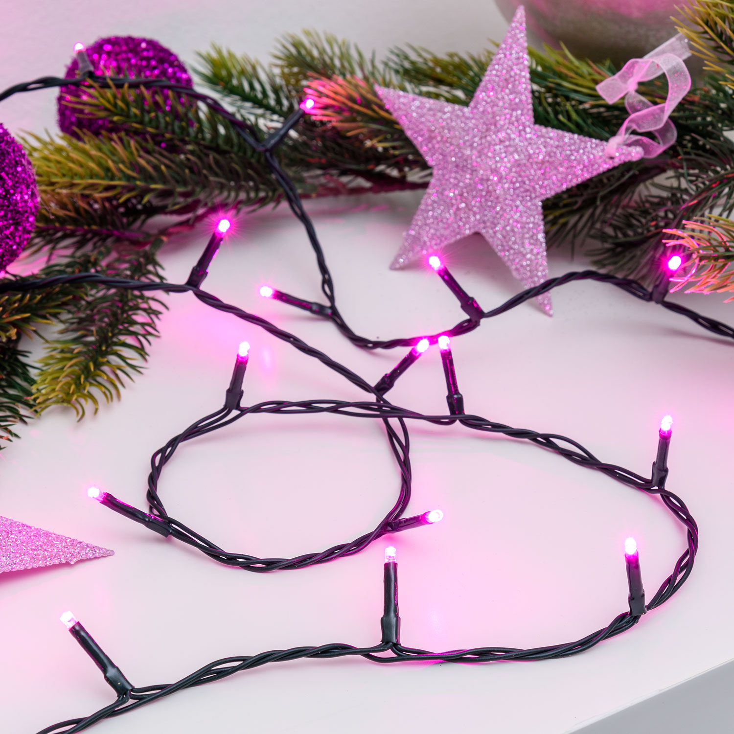 Catena 25,7 m, 360 miniled rosa, cavo verde Catena 25,7 m, 360 miniled rosa, cavo verde