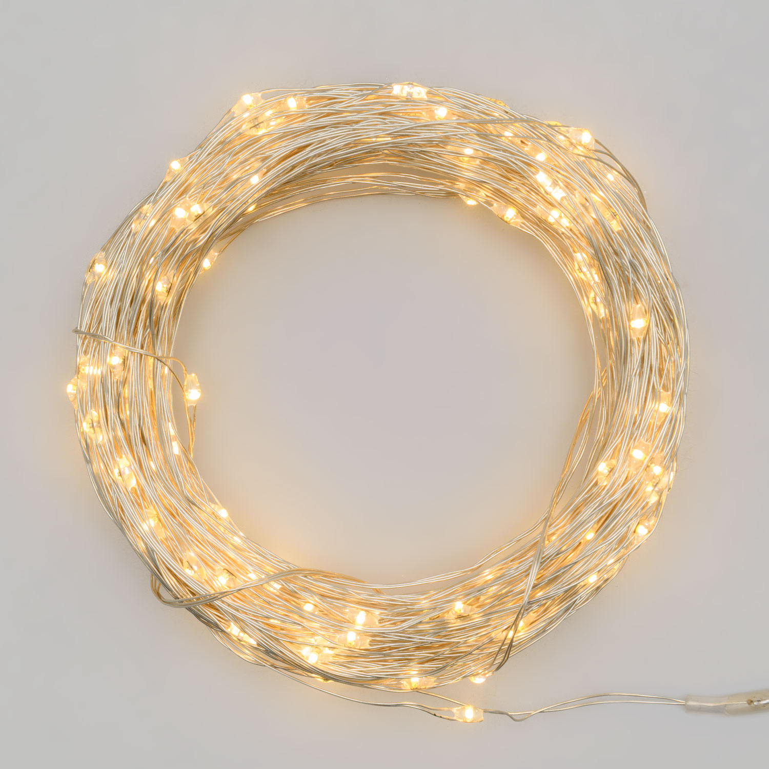 Guirlande lumineuse câble argenté à piles 20 m, microled blanc chaud Guirlande lumineuse câble argenté à piles 20 m, microled blanc chaud
