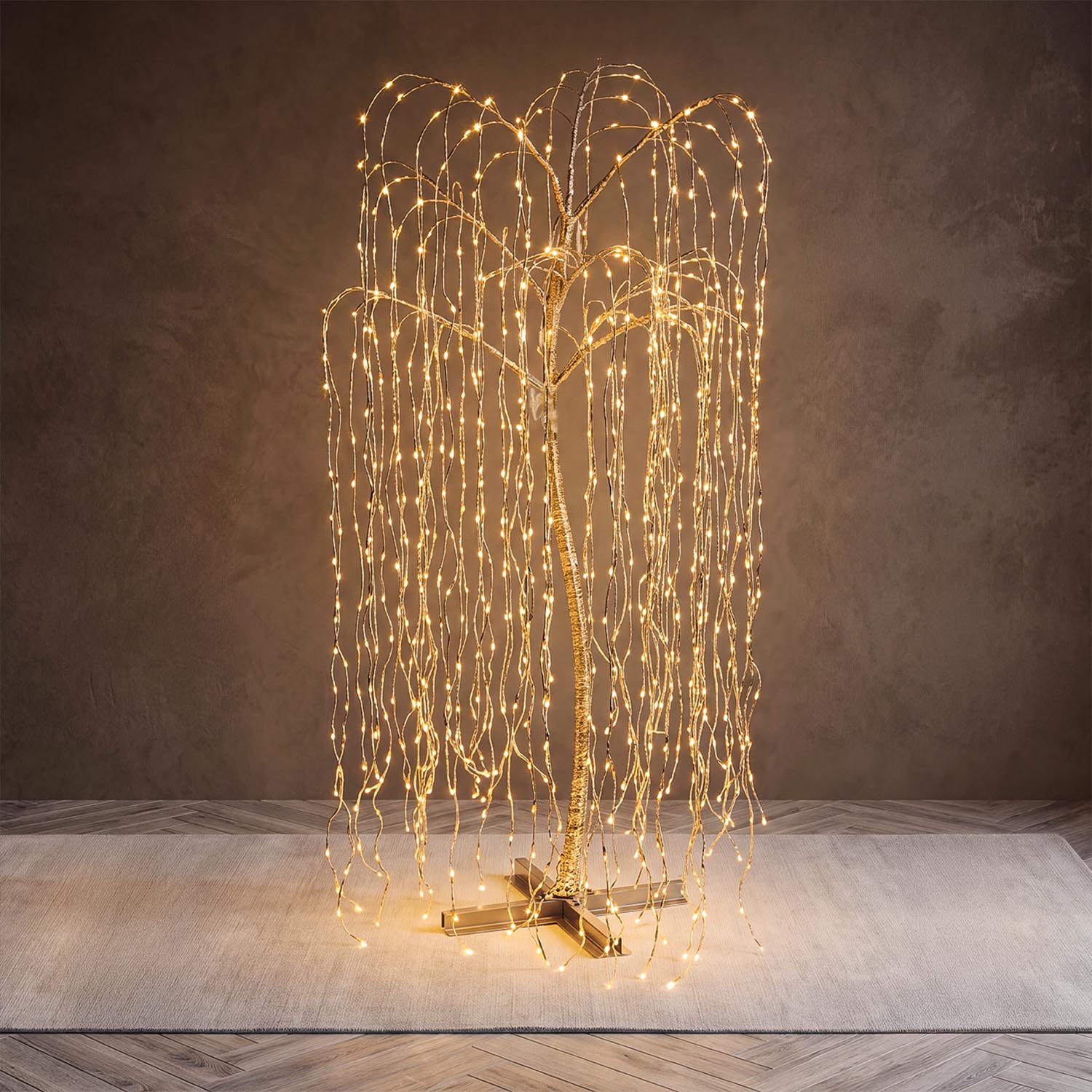2m Silver Willow Tree Lights, 1024 Warm White LEDs