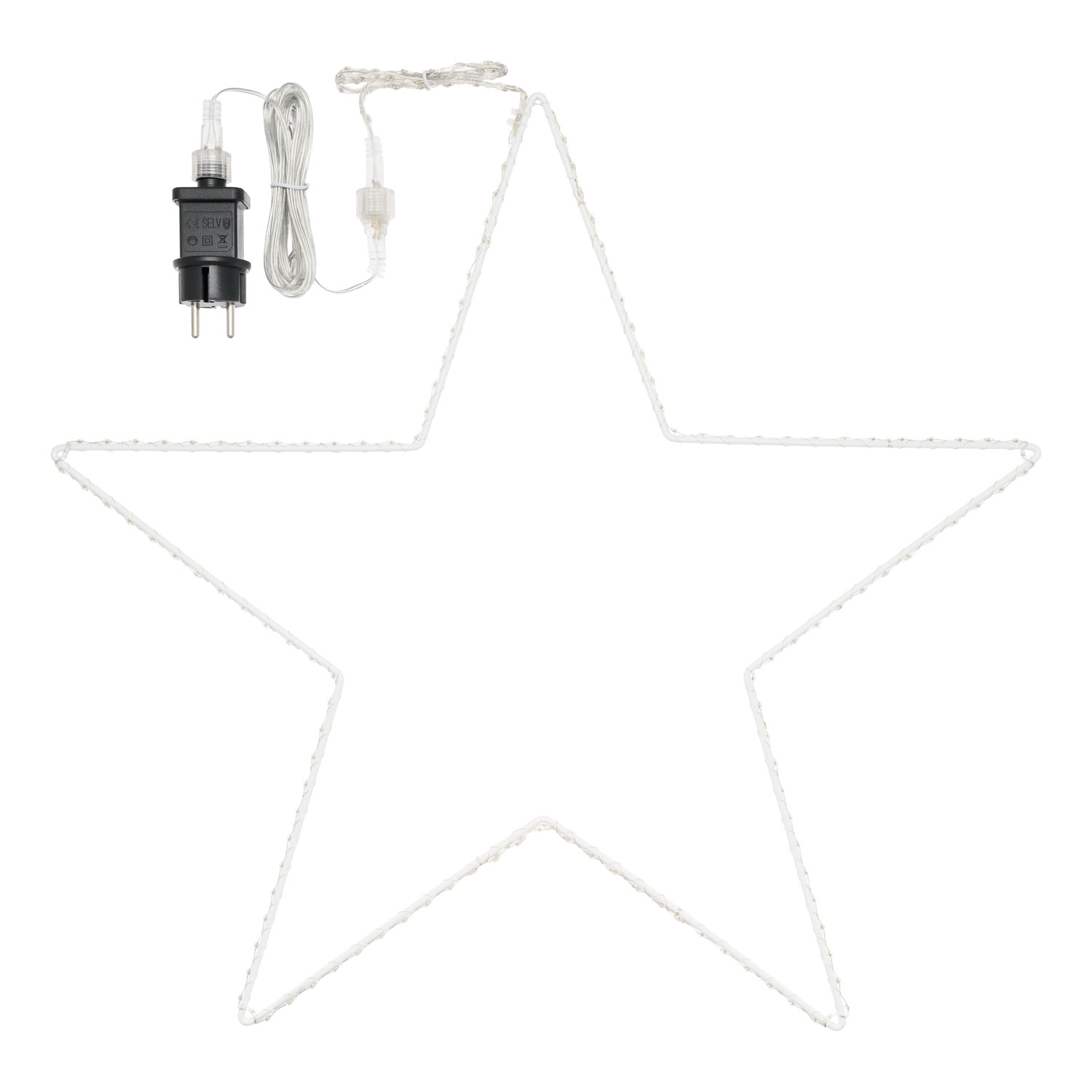 Stern aus weißem Metall zum Aufhängen Ø 55 cm, 163 Micro LEDs RGB farbwechselnd 4 Stern aus weißem Metall zum Aufhängen Ø 55 cm, 163 Micro LEDs RGB farbwechselnd 4