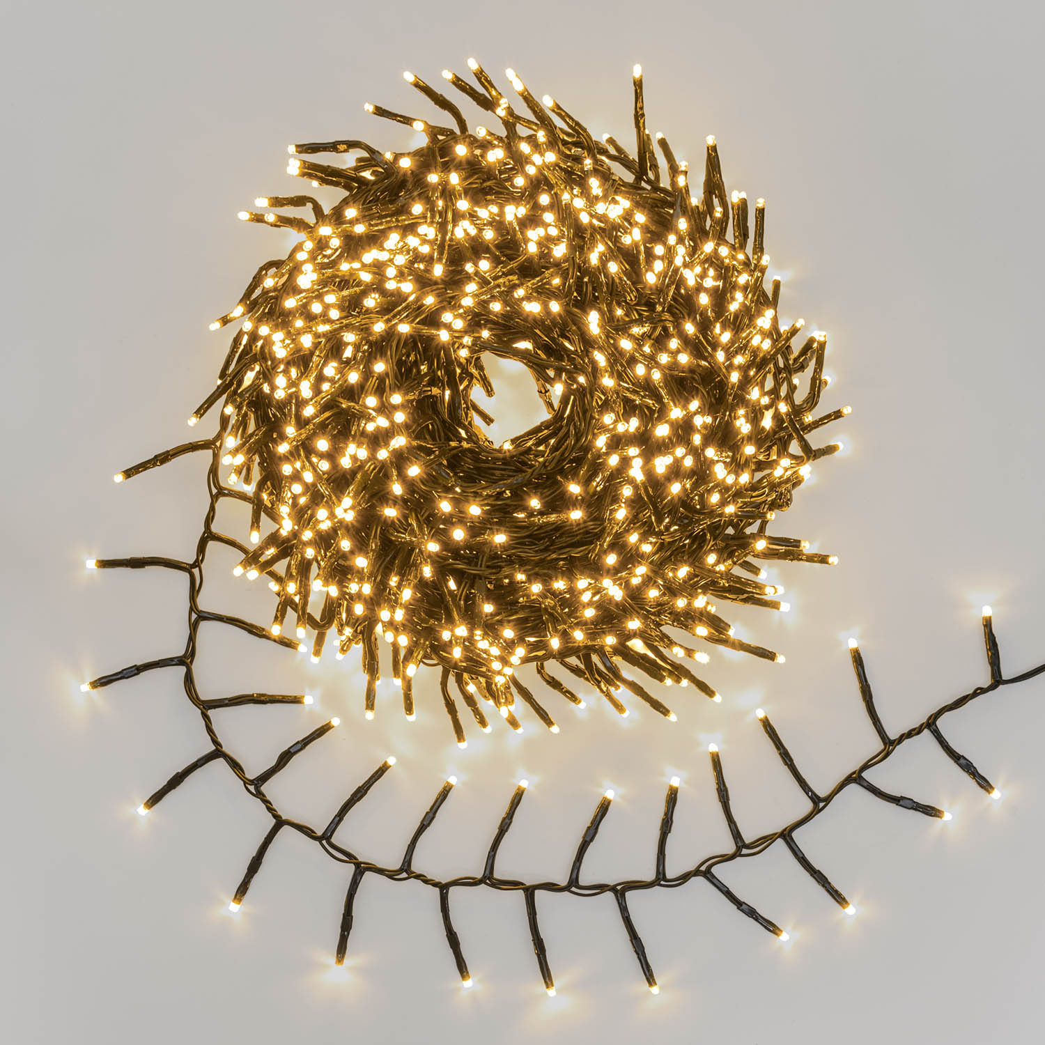Catena Nastro di Luce Plus 20 m, 1000 miniled bianco caldo, cavo verde