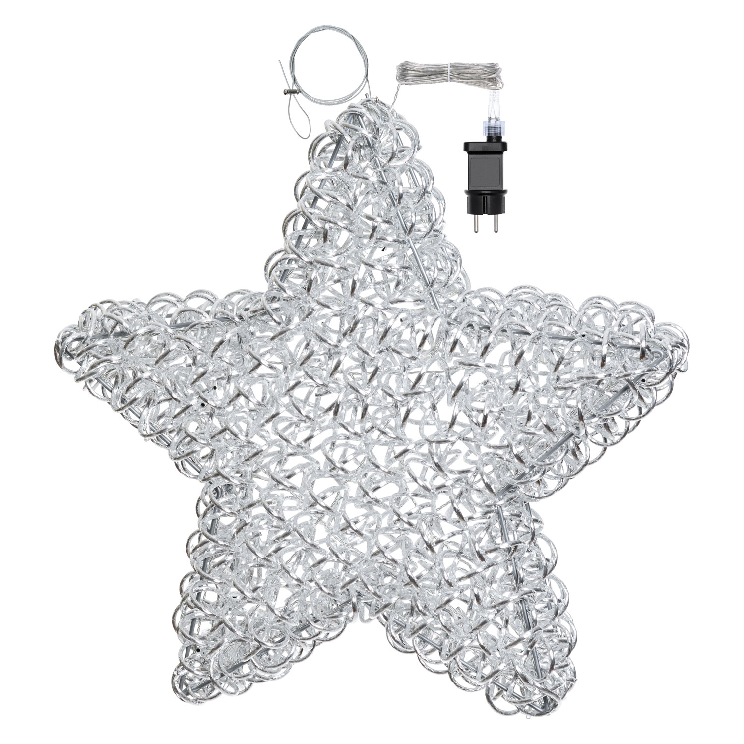 Étoile lumineuse argentée Ø 60 cm, 100 LED blanc chaud 3 Étoile lumineuse argentée Ø 60 cm, 100 LED blanc chaud 3