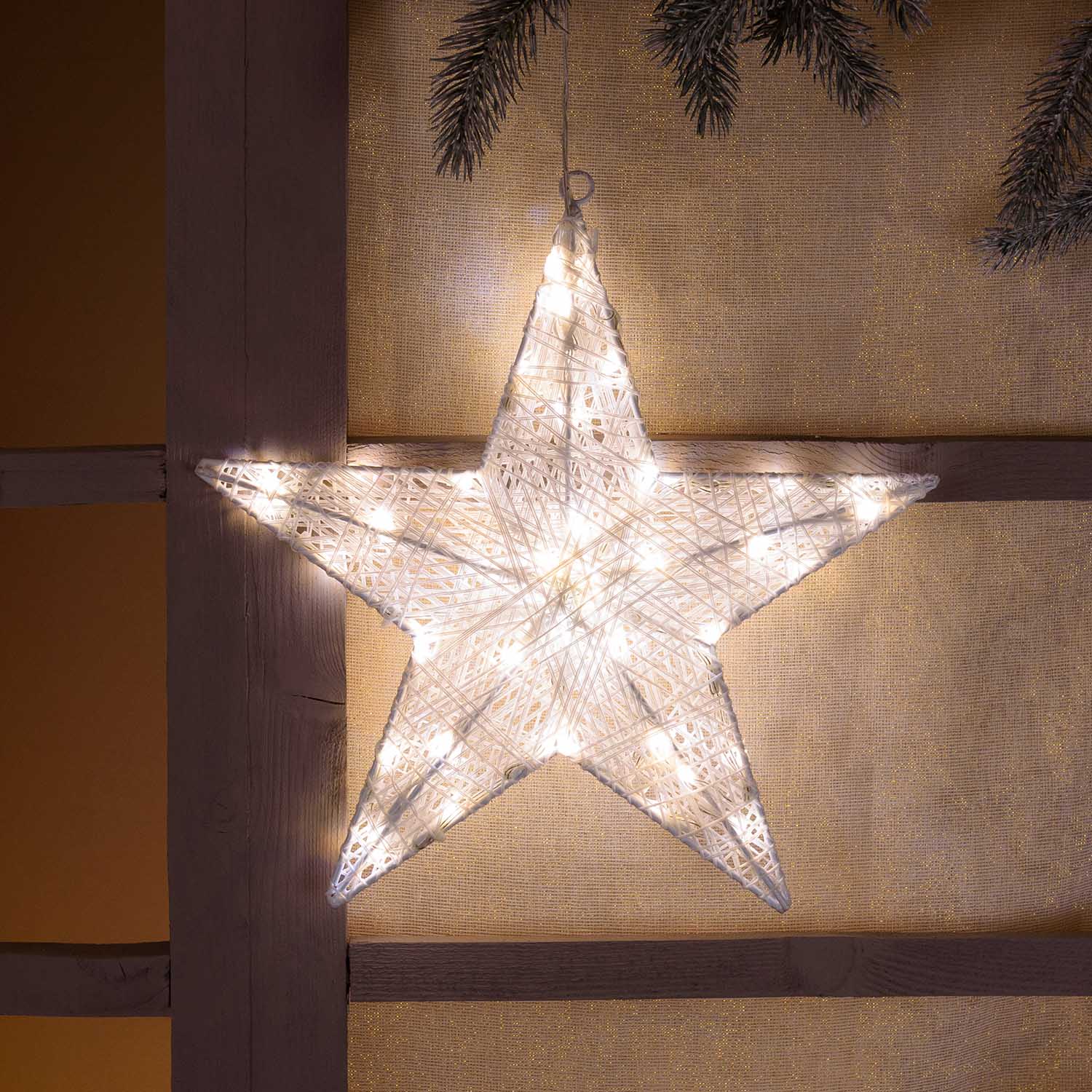 Weißer 3D-Stern Ø 35 cm, 60 Dual Color LED warmweiß und kaltweiß
 4 Weißer 3D-Stern Ø 35 cm, 60 Dual Color LED warmweiß und kaltweiß
 4