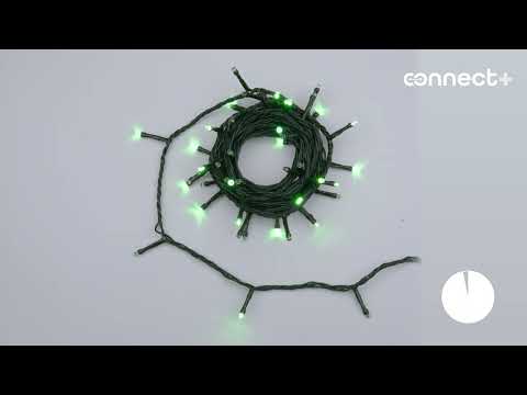 5m Green White Connect+ String Lights, 50 LEDs, green cable, connectable 2