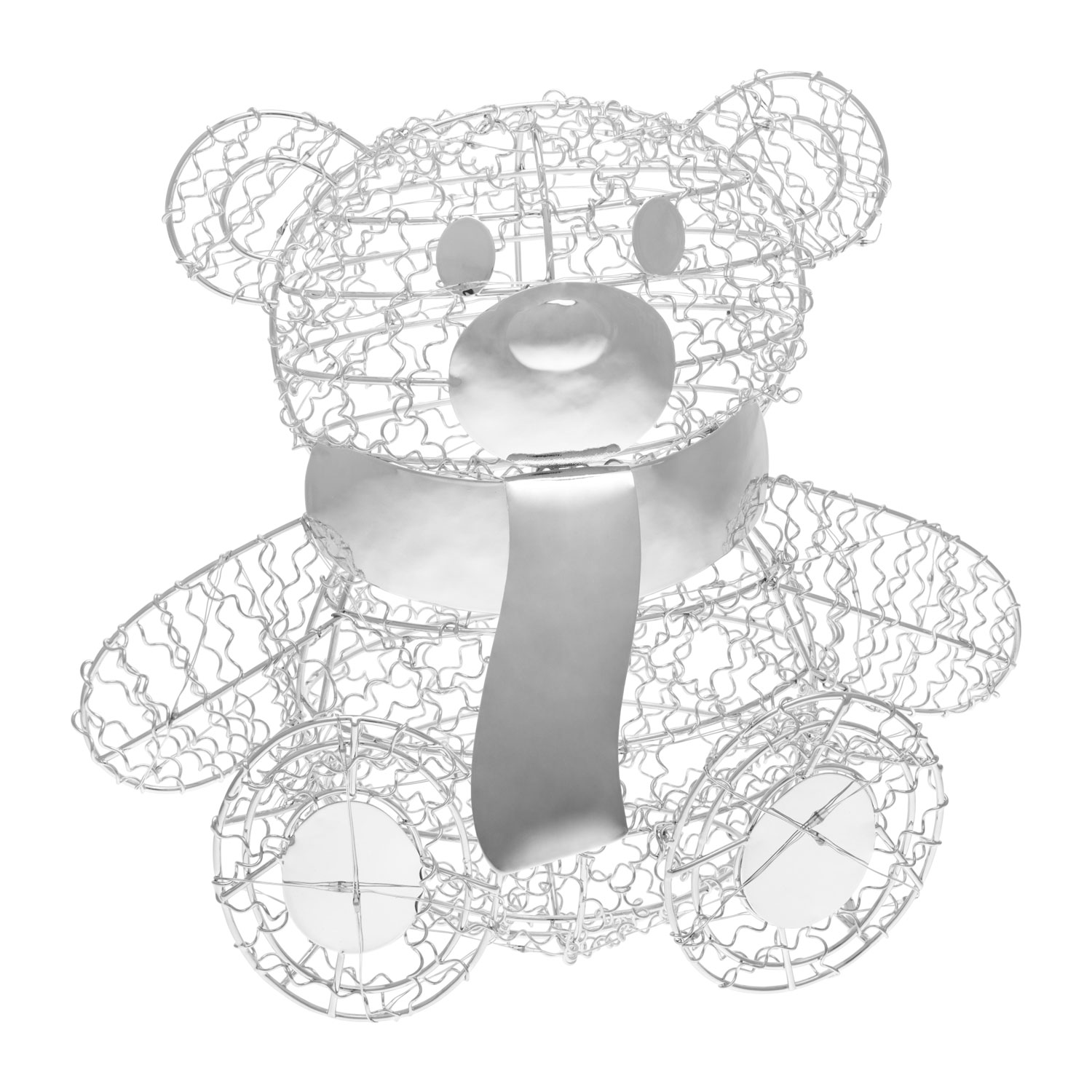 Sitzender Teddybär aus Silberdraht h 27 cm, 80 MicroLEDs kaltweiß 5 Sitzender Teddybär aus Silberdraht h 27 cm, 80 MicroLEDs kaltweiß 5