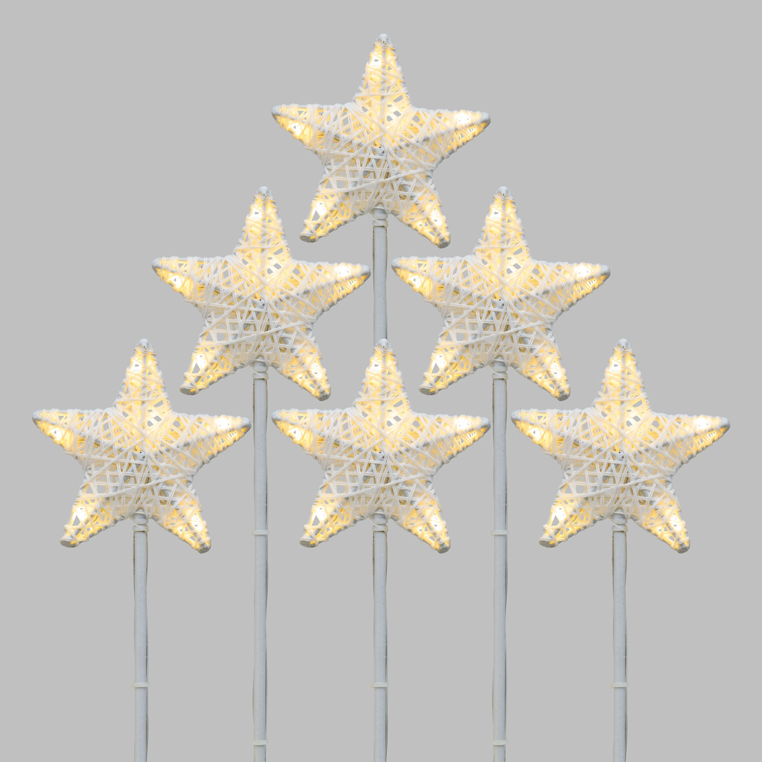 Lot de 6 Étoiles 3D Ø 10 cm avec piquet, 36 aux deux couleurs LED blanc chaud et froid 11 Lot de 6 Étoiles 3D Ø 10 cm avec piquet, 36 aux deux couleurs LED blanc chaud et froid 11