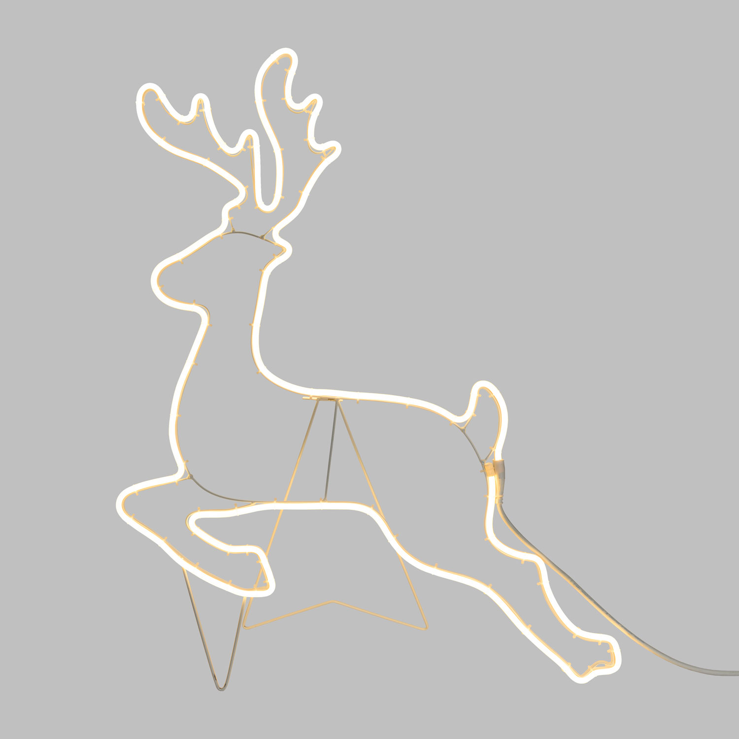 Renna galoppante effetto neon h 85 cm, led bianco caldo 5 Renna galoppante effetto neon h 85 cm, led bianco caldo 5