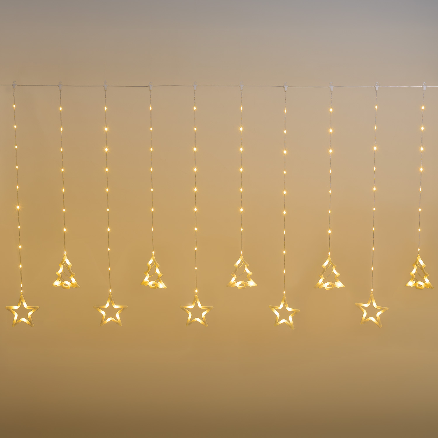 4.75 x 1.15 m Icicle lights with 20 christmas shapes, 560 warm white LEDs Light Drops, transparent cable 4.75 x 1.15 m Icicle lights with 20 christmas shapes, 560 warm white LEDs Light Drops, transparent cable
