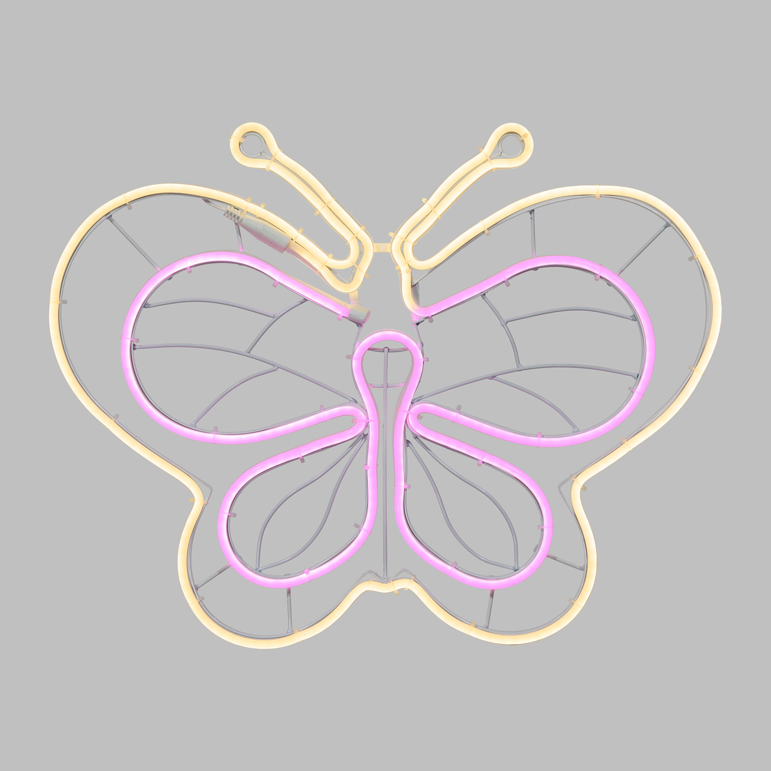 Mariposa luminosa, led blanco cálido y rosa, efecto neón, h. 45 cm 2 Mariposa luminosa, led blanco cálido y rosa, efecto neón, h. 45 cm 2
