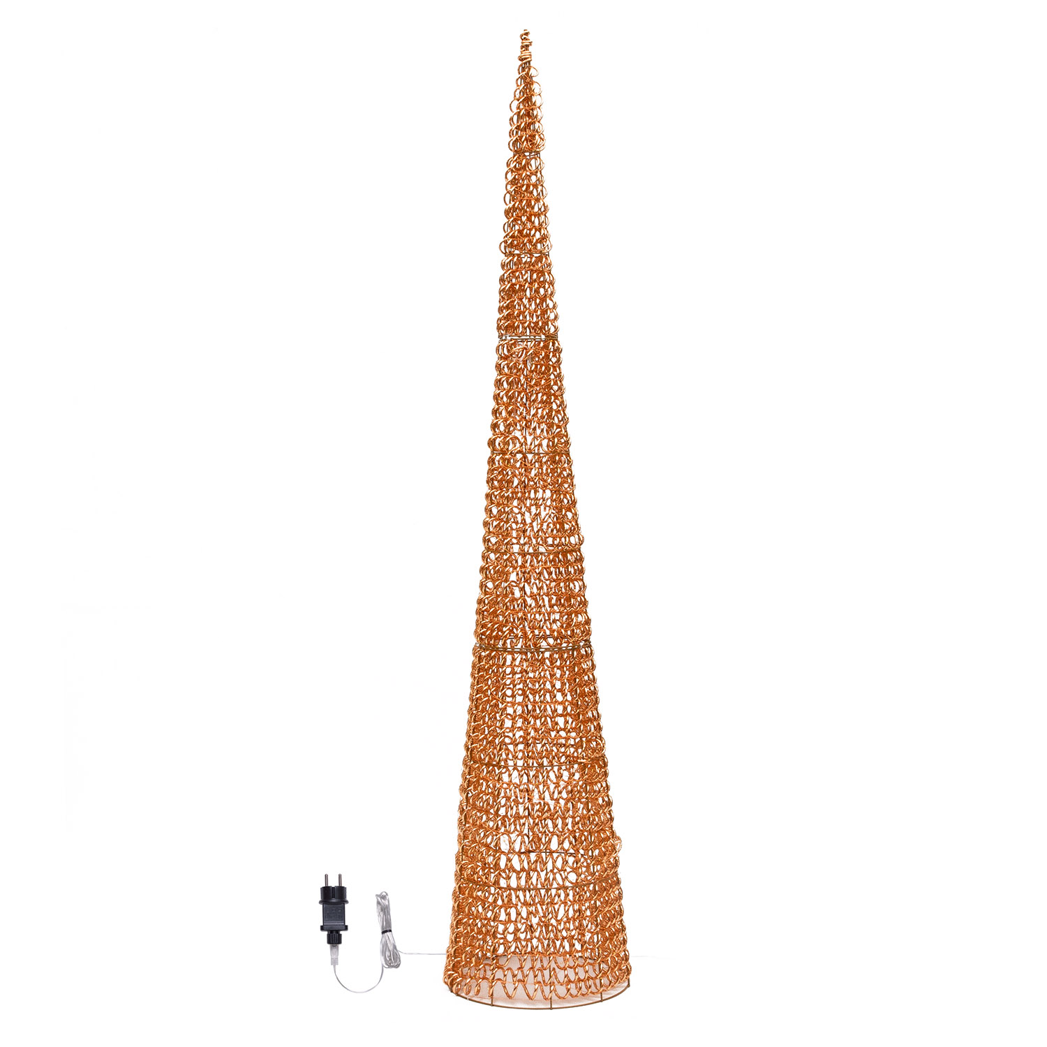 Cono in metallo 3D Rose Gold, filo a spirale, h 210 cm, 2400 microled bianco caldo 2