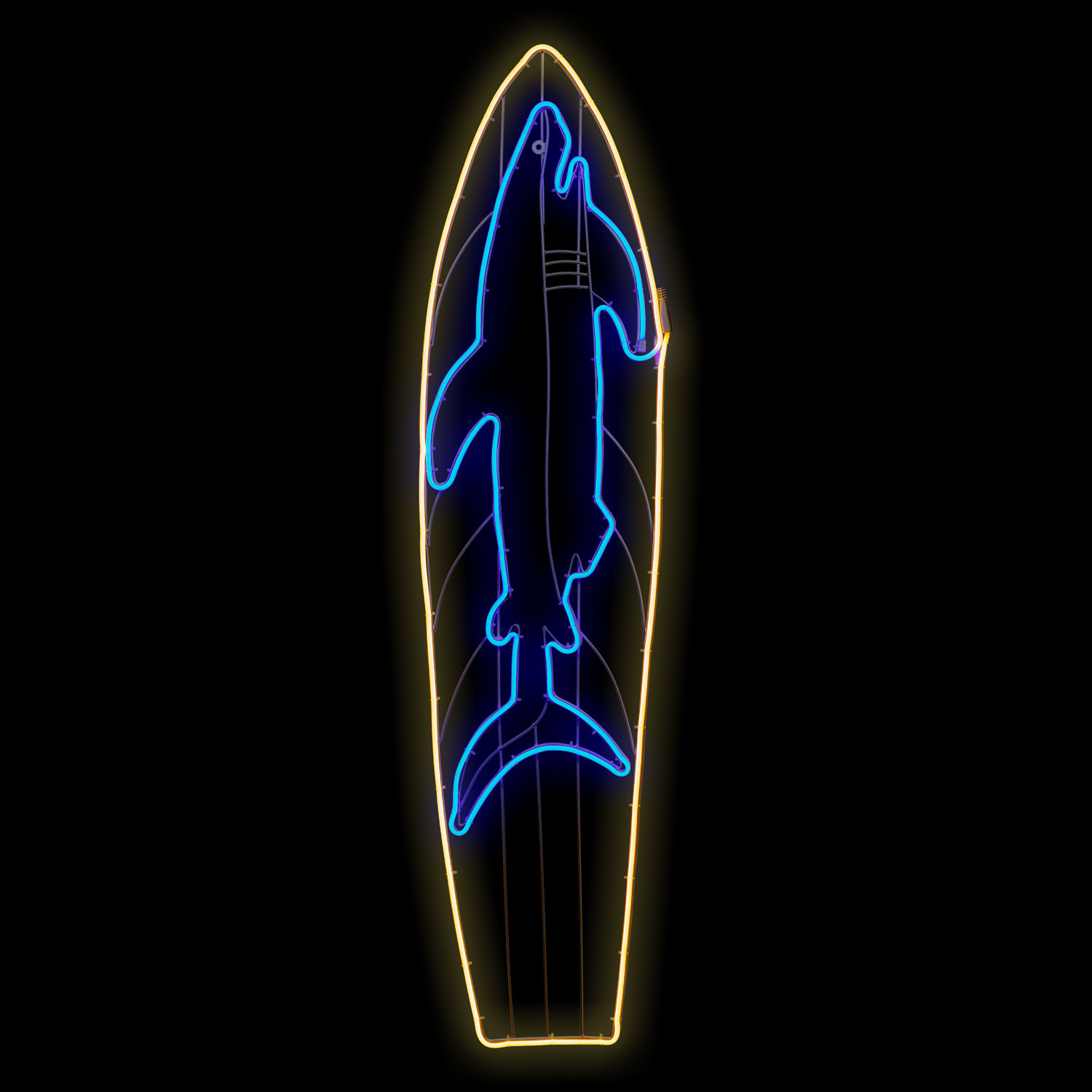LED Lichtschlauch-Surfbrett Shark mit Neon-Effekt, blau und warmweiß 2 LED Lichtschlauch-Surfbrett Shark mit Neon-Effekt, blau und warmweiß 2