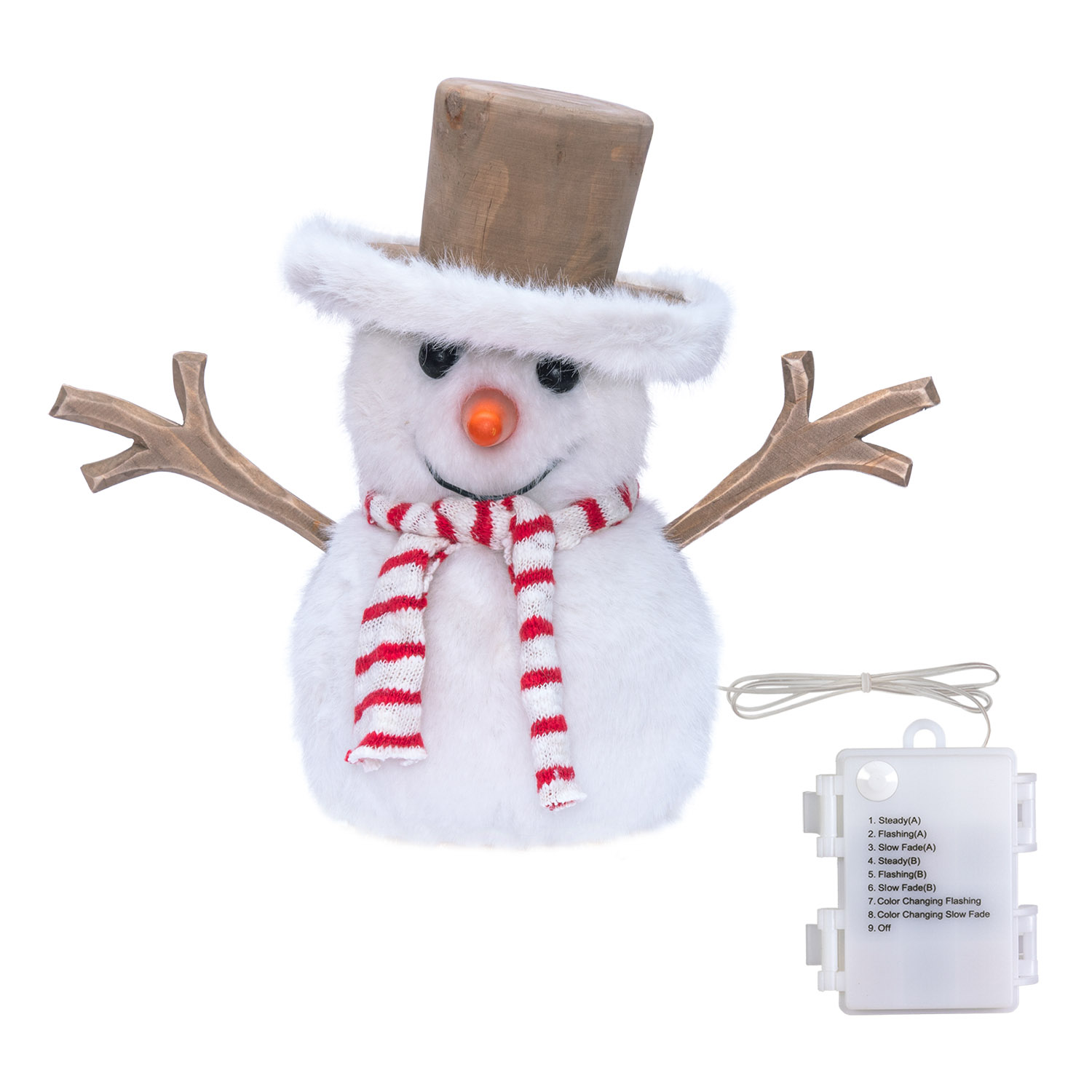 SnowPazzo luminoso 3D in legno a batteria, h 25 cm, Dual Color MicroLED bianco caldo e bianco freddo, uso interno 4