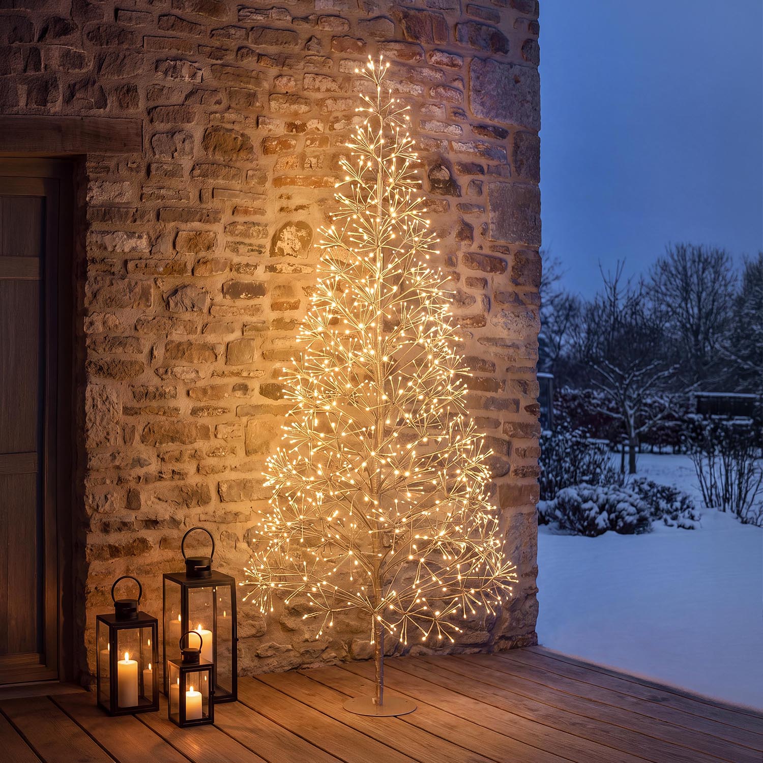 Albero Conico Champagne, h 2,7 m, 1810 led bianco caldo