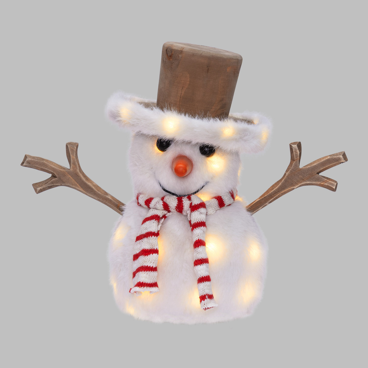 SnowPazzo luminoso 3D in legno a batteria, h 25 cm, Dual Color MicroLED bianco caldo e bianco freddo, uso interno