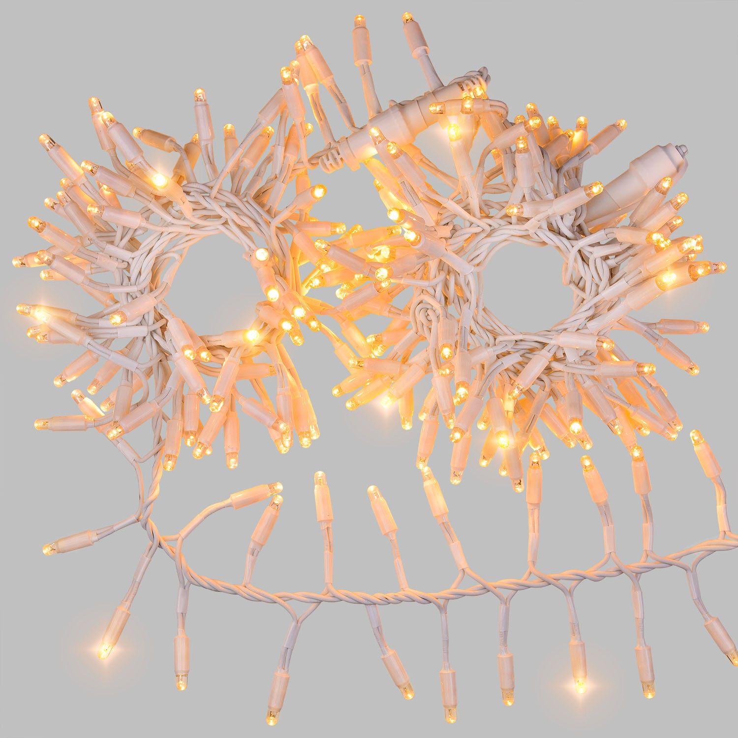 Lichterkette Cluster 4 m, 200 warmweiße Maxi-LEDs, weißes Kabel, verlängerbar, IP67 3