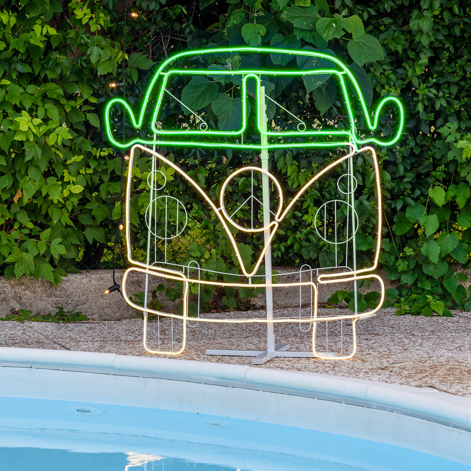 Furgoneta hippie efecto Neón, Led verde y blanco cálido 4 Furgoneta hippie efecto Neón, Led verde y blanco cálido 4