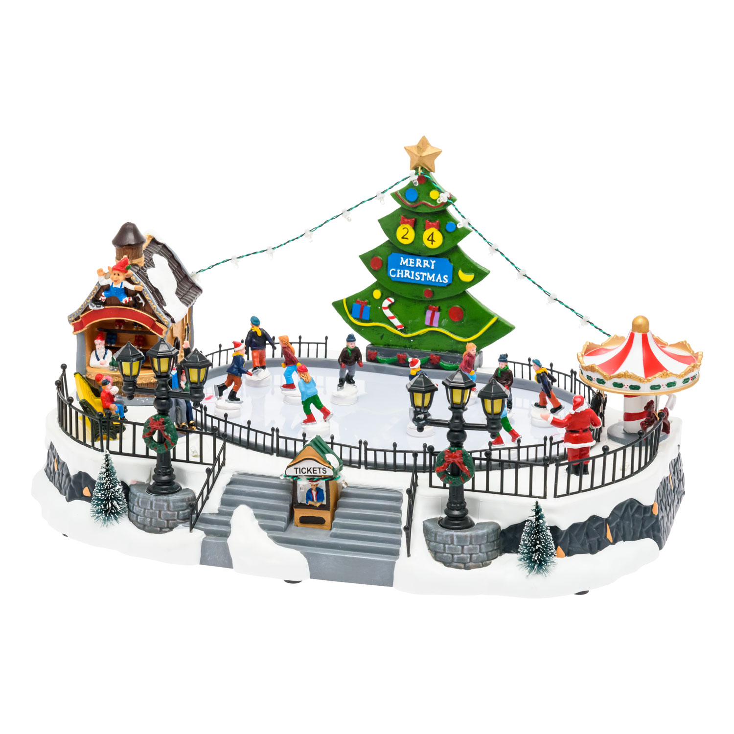 Village de Noël en Polyrésine, Luna Park Lac Gelé avec Patineurs en mouvement, h 22 cm 8 Village de Noël en Polyrésine, Luna Park Lac Gelé avec Patineurs en mouvement, h 22 cm 8