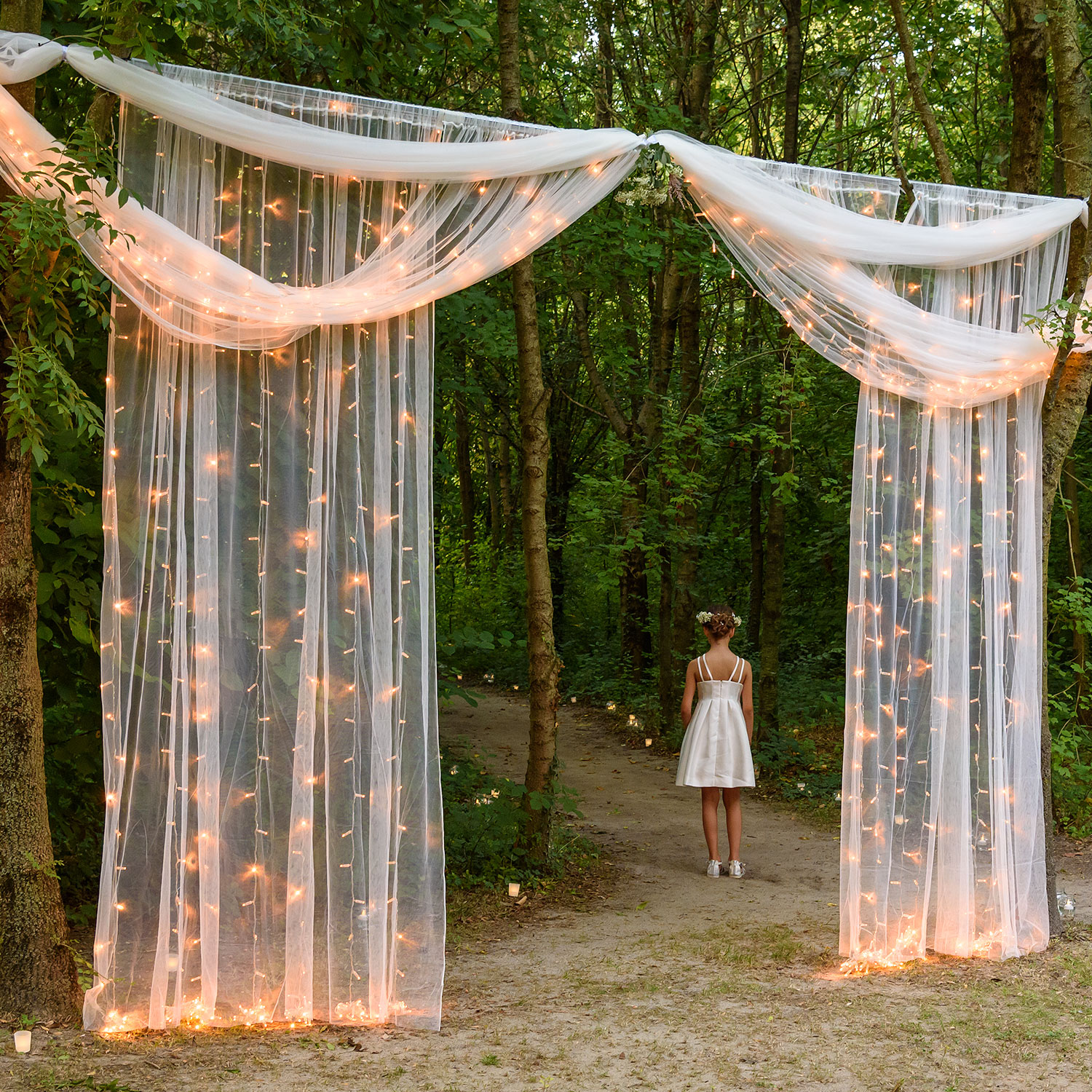 Lichtervorhang 1 x h 5 m, 210 Maxi LEDs warmweiß, transparentes Kabel, erweiterbar 5 Lichtervorhang 1 x h 5 m, 210 Maxi LEDs warmweiß, transparentes Kabel, erweiterbar 5