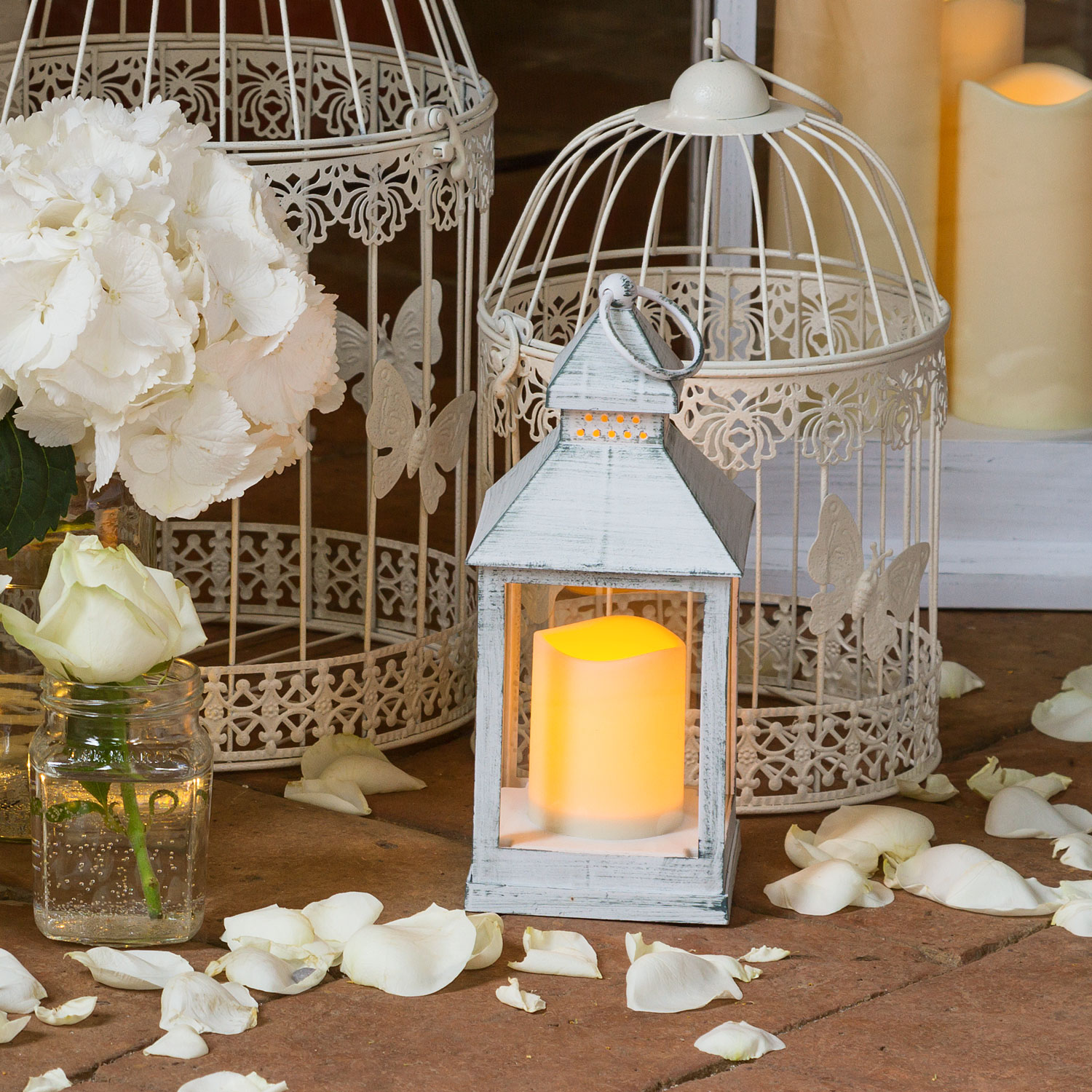 Farol Vintage con vela Led h. 24 cm 16 Farol Vintage con vela Led h. 24 cm 16