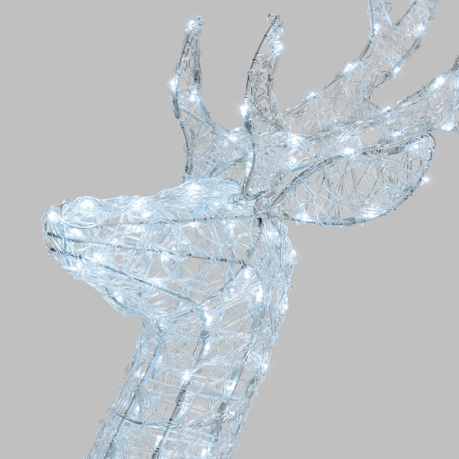 Renne tête tournante acrylique transparent, h 160 cm, led blanc froid 5 Renne tête tournante acrylique transparent, h 160 cm, led blanc froid 5