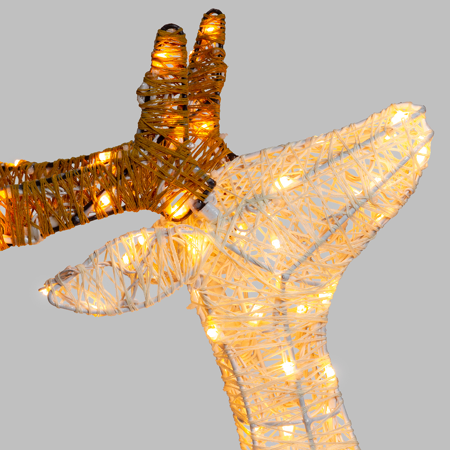 Renna con testa alzata 3D Light Cream & Brown, h 95 cm, 200 Dual LED bianco extra caldo e bianco freddo 7