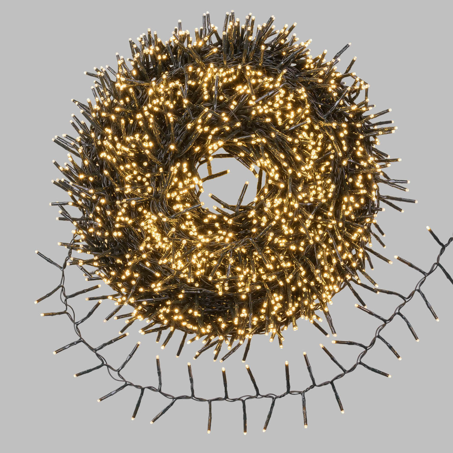 Clusterlichetr-Plus 60 m, 3000 Mini-LEDs warmweiß, grünes Kabel Clusterlichetr-Plus 60 m, 3000 Mini-LEDs warmweiß, grünes Kabel