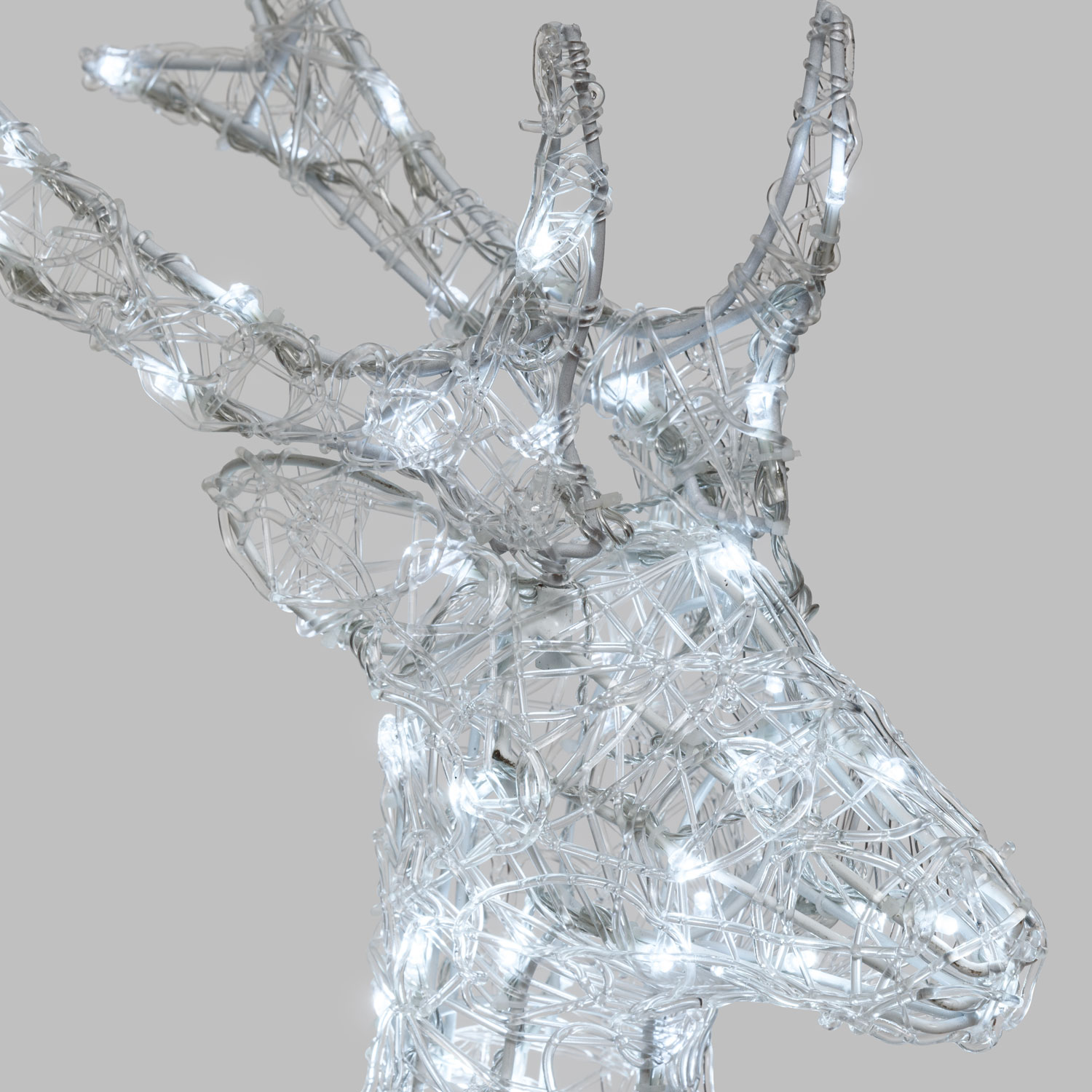 h 105 cm, White LEDs Battery Operated Transparent Acrylic Reindeer 5 h 105 cm, White LEDs Battery Operated Transparent Acrylic Reindeer 5