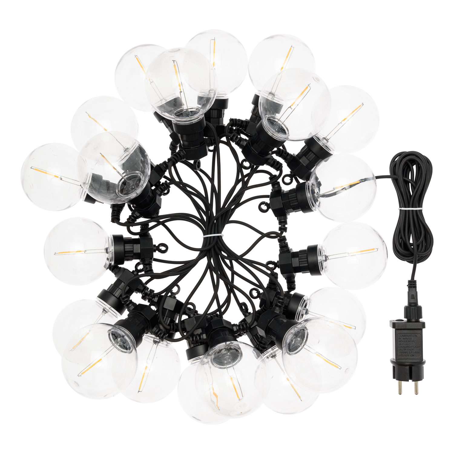Guirlande de 20 ampoules transparentes globe Ø 80 mm, filament led blanc chaud 4 Guirlande de 20 ampoules transparentes globe Ø 80 mm, filament led blanc chaud 4