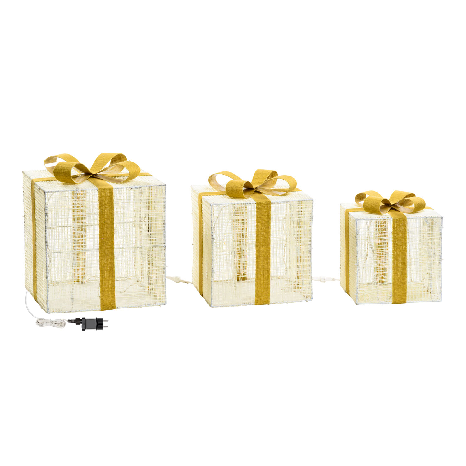 3D Light Cream & Brown 3er Set Geschenkpakete, h 40/35/30 cm, 120 LEDs Extra Warmweiß 4 3D Light Cream & Brown 3er Set Geschenkpakete, h 40/35/30 cm, 120 LEDs Extra Warmweiß 4