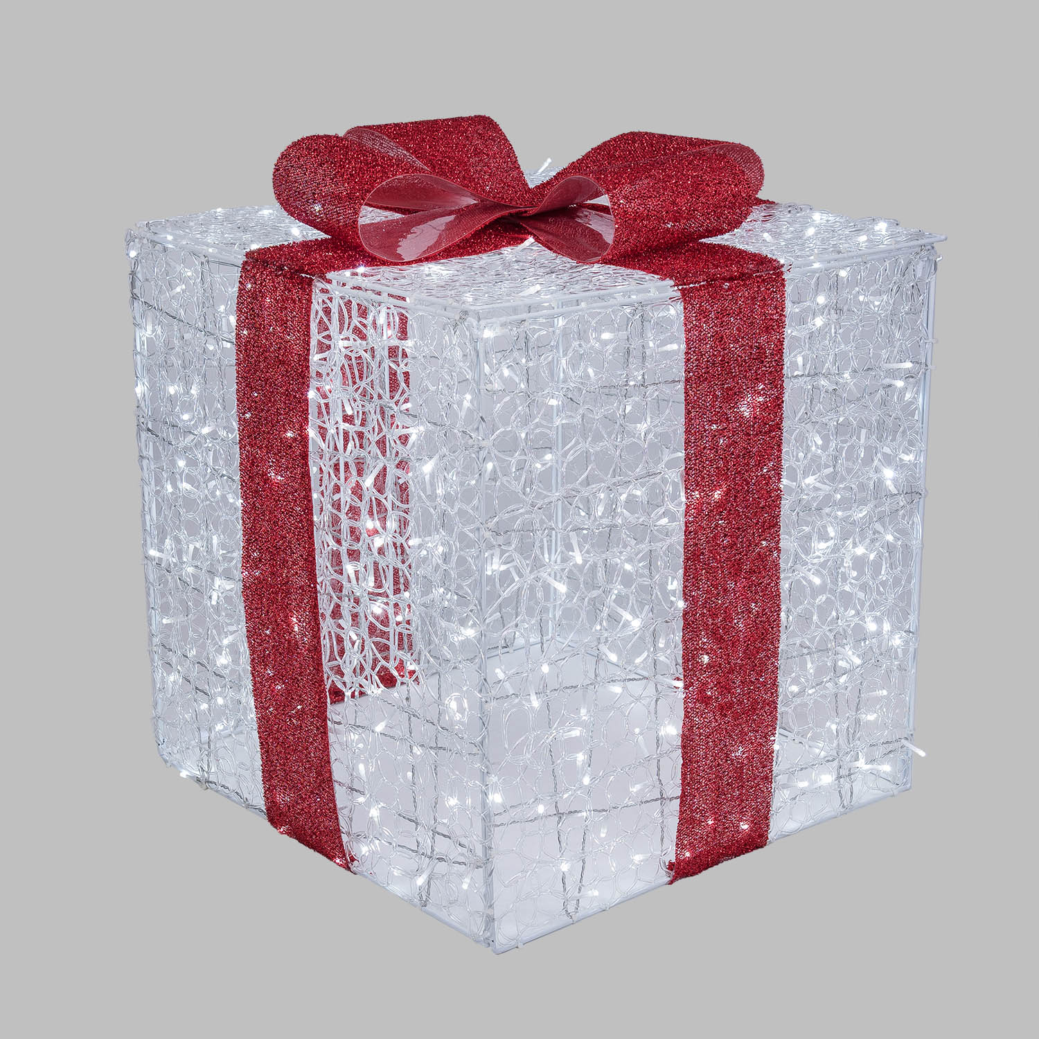 Pacco regalo 3D in acrilico trasparente, h 65 cm, 550 Dual LED bianco caldo e freddo 5