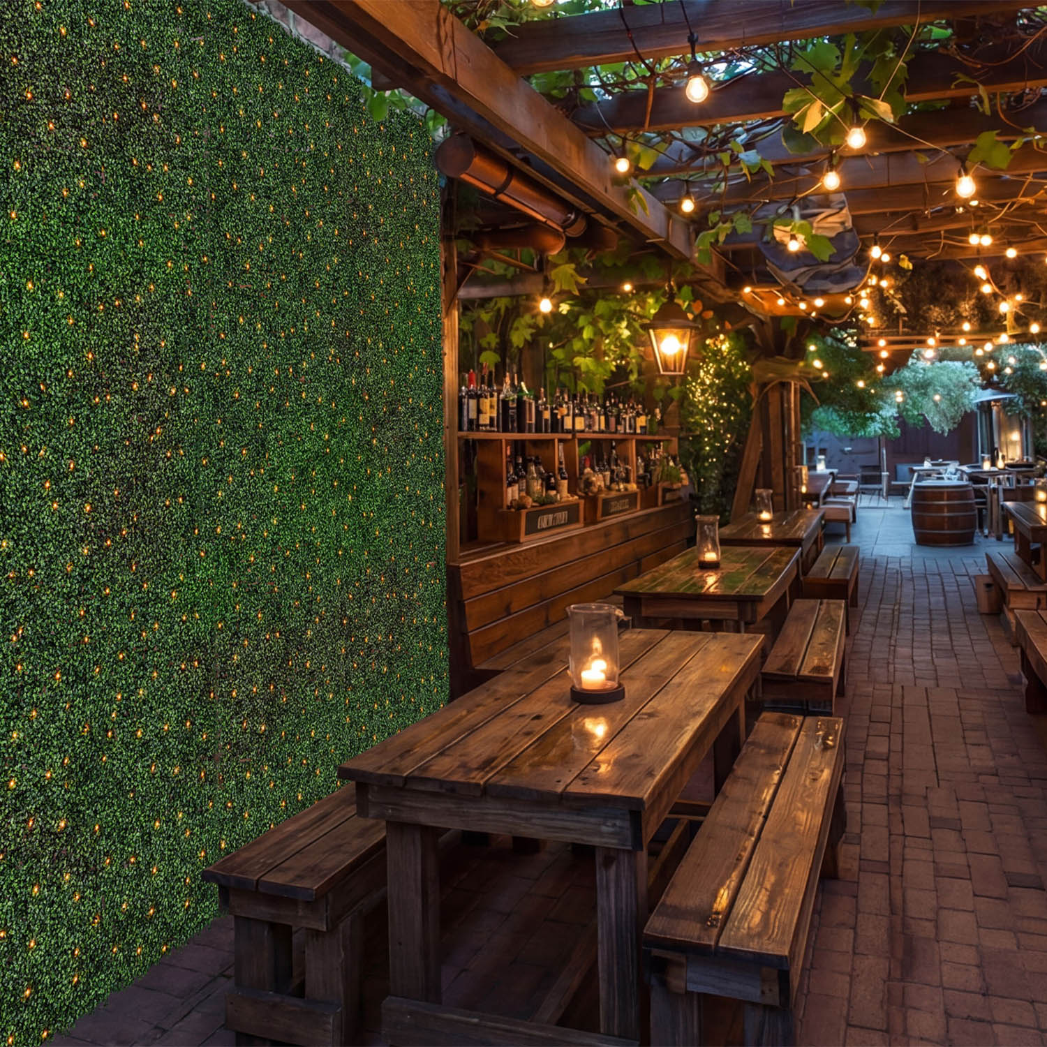 Panneau de Buis artificiel vert foncé Green Wall Light, 16 Maxiled Dual Color blanc chaud 18