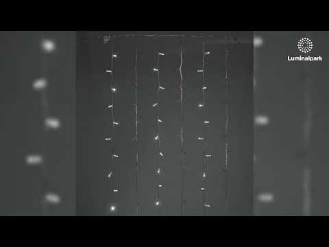 Lichtervorhang 1 x h 2 m, 96 Maxi LEDs kaltweiß, transparentes Kabel, erweiterbar 2 Lichtervorhang 1 x h 2 m, 96 Maxi LEDs kaltweiß, transparentes Kabel, erweiterbar 2
