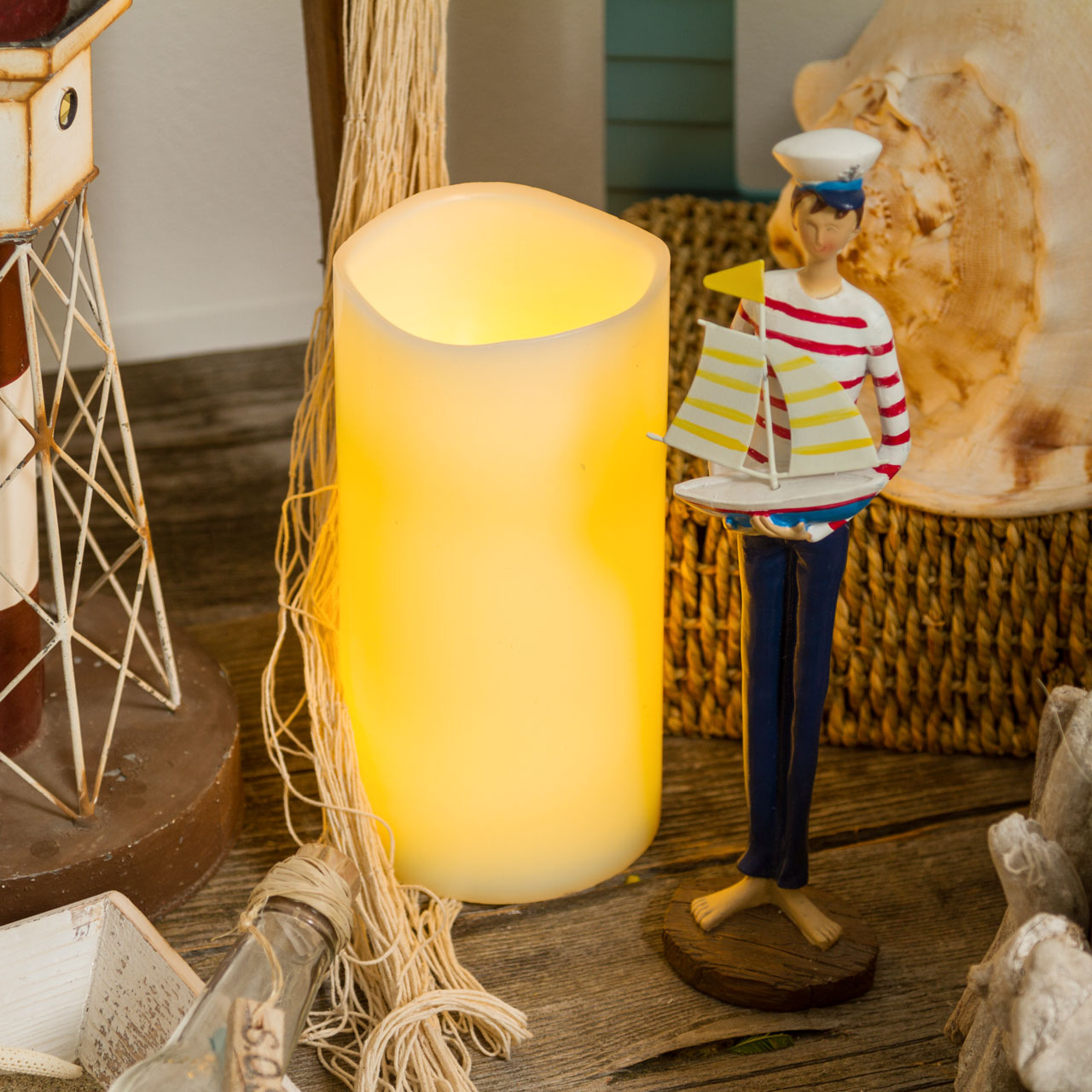 Bougie ivoire h 20 cm, led blanc chaud 5 Bougie ivoire h 20 cm, led blanc chaud 5